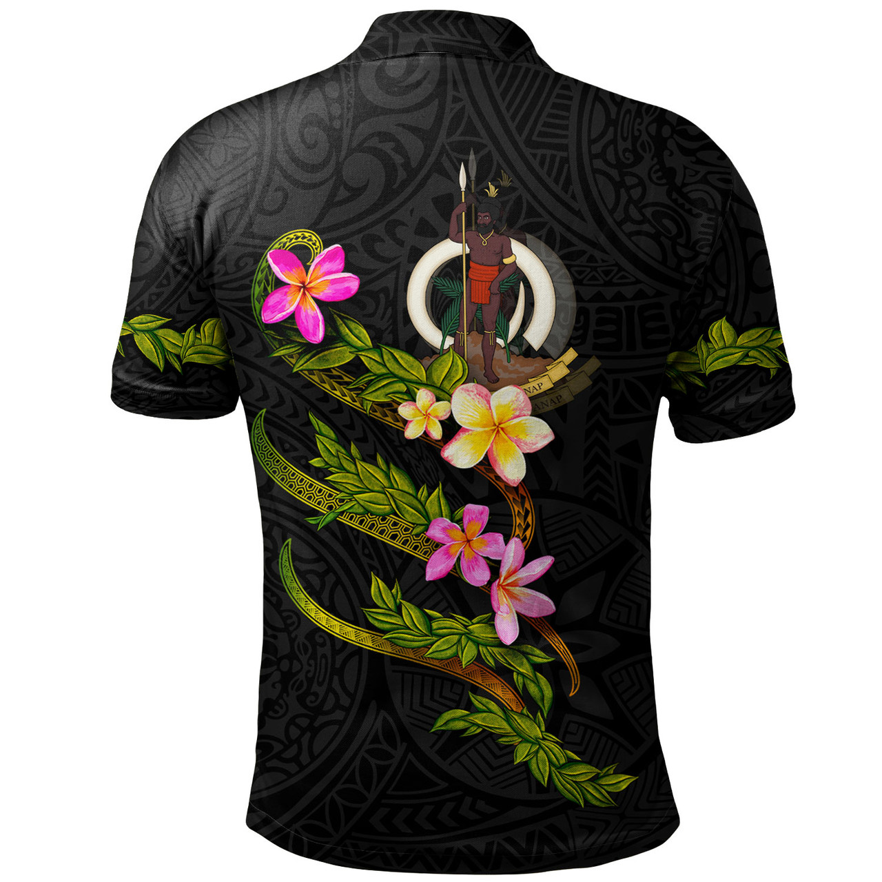 Vanuatu Polo Shirt Custom Plumeria Tribal