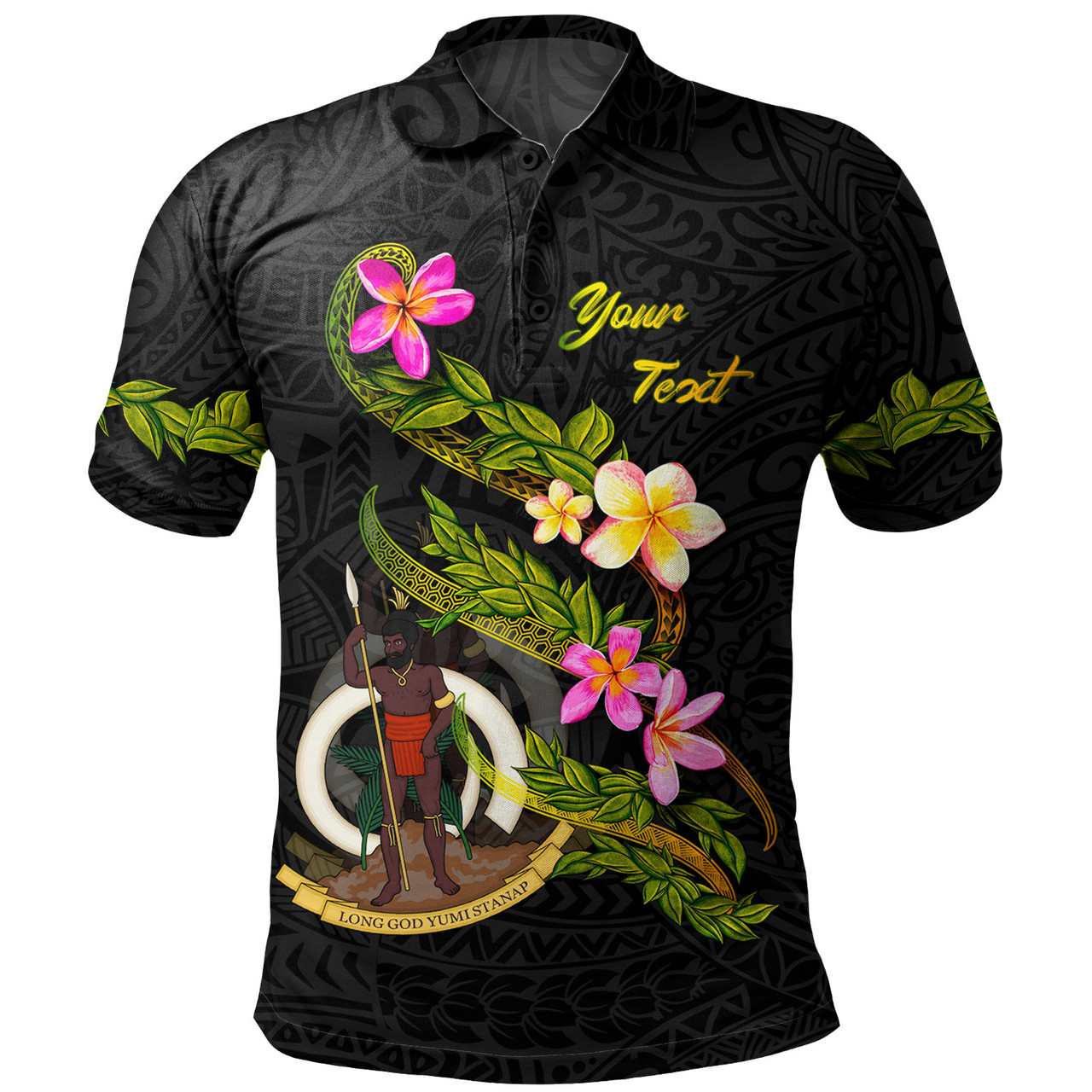 Vanuatu Polo Shirt Custom Plumeria Tribal
