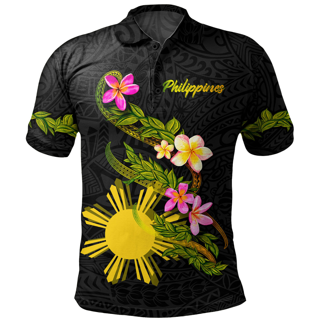 Philippines Filipinos Polo Shirt Custom Plumeria Tribal