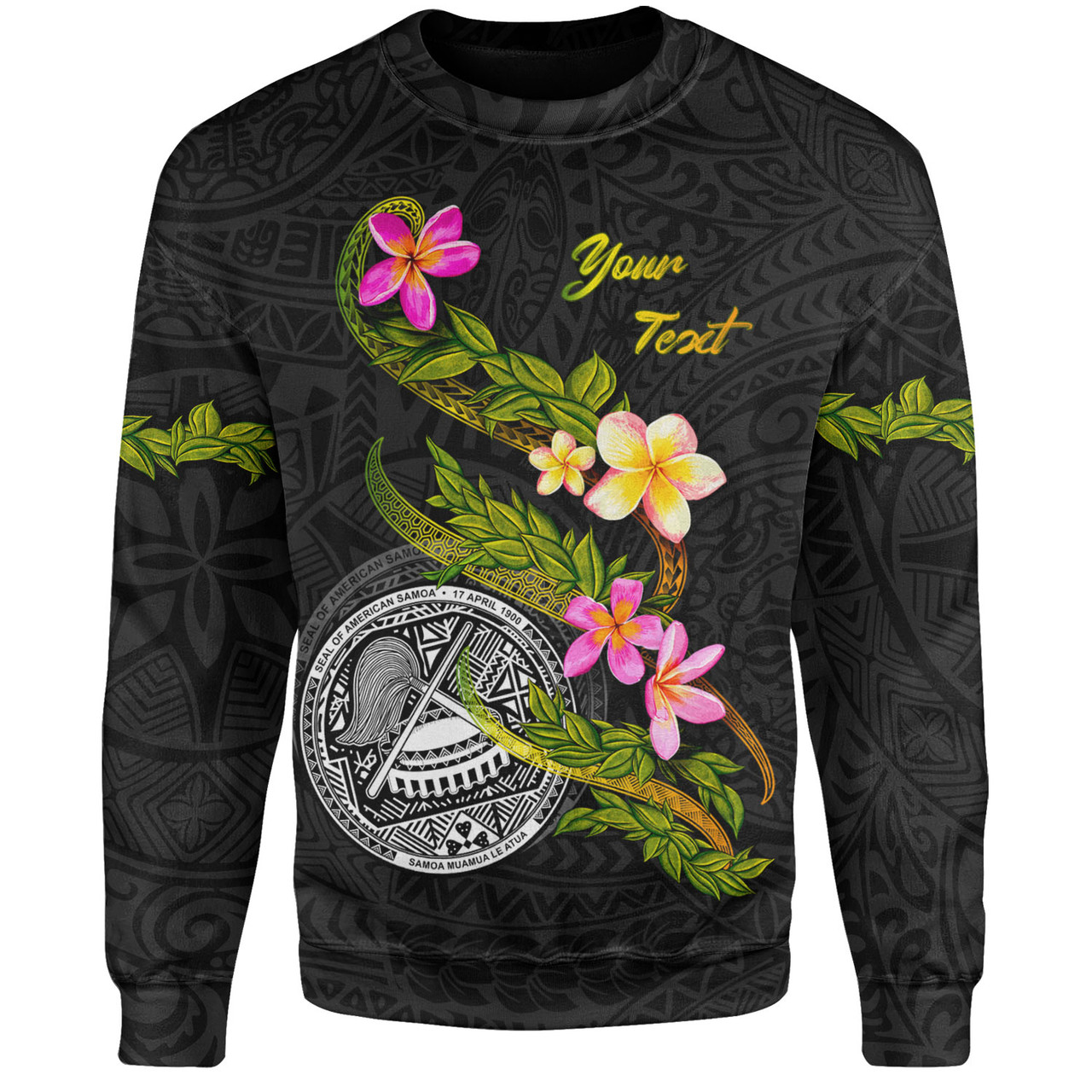 American Samoa Sweatshirt Custom Plumeria Tribal