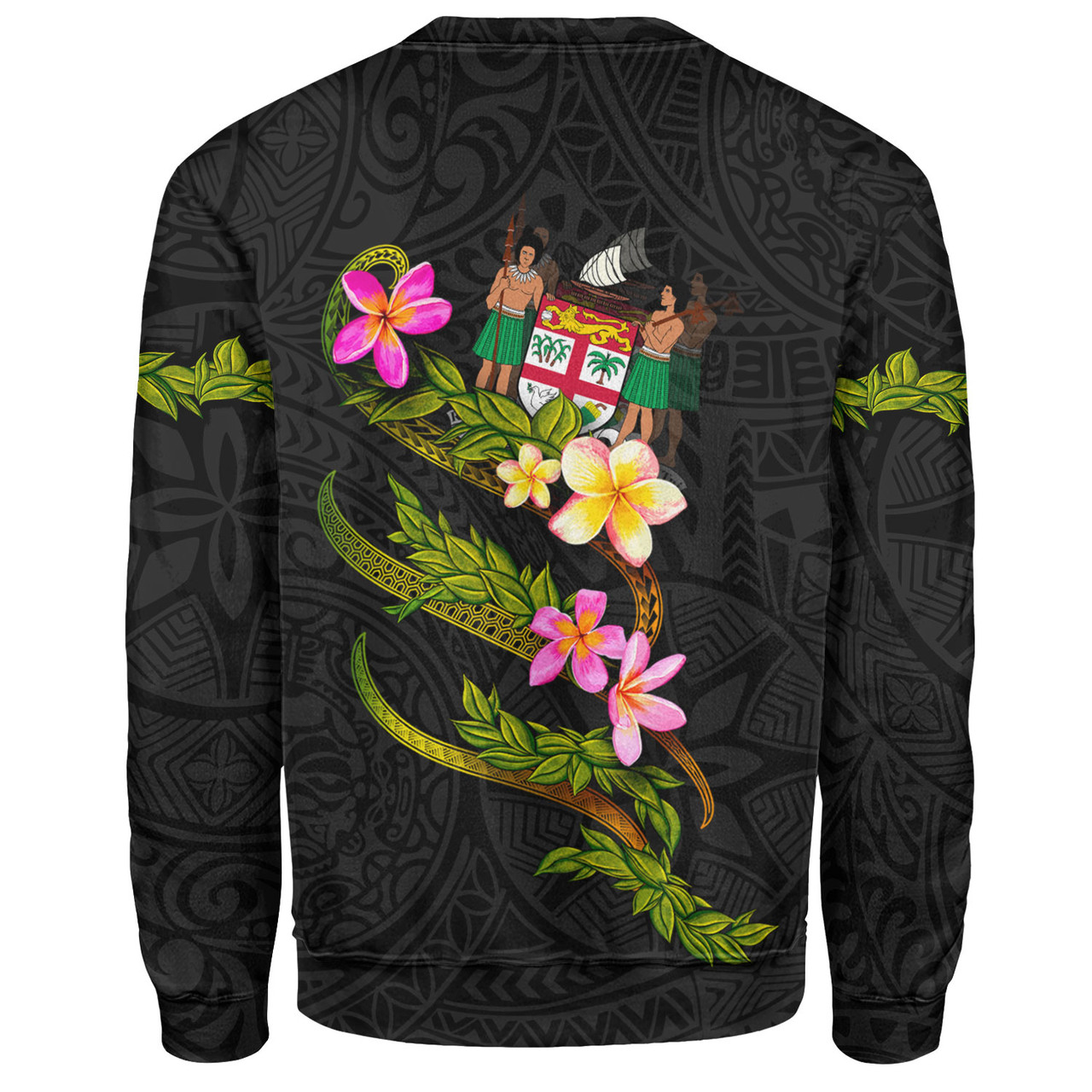 Fiji Sweatshirt Custom Plumeria Tribal