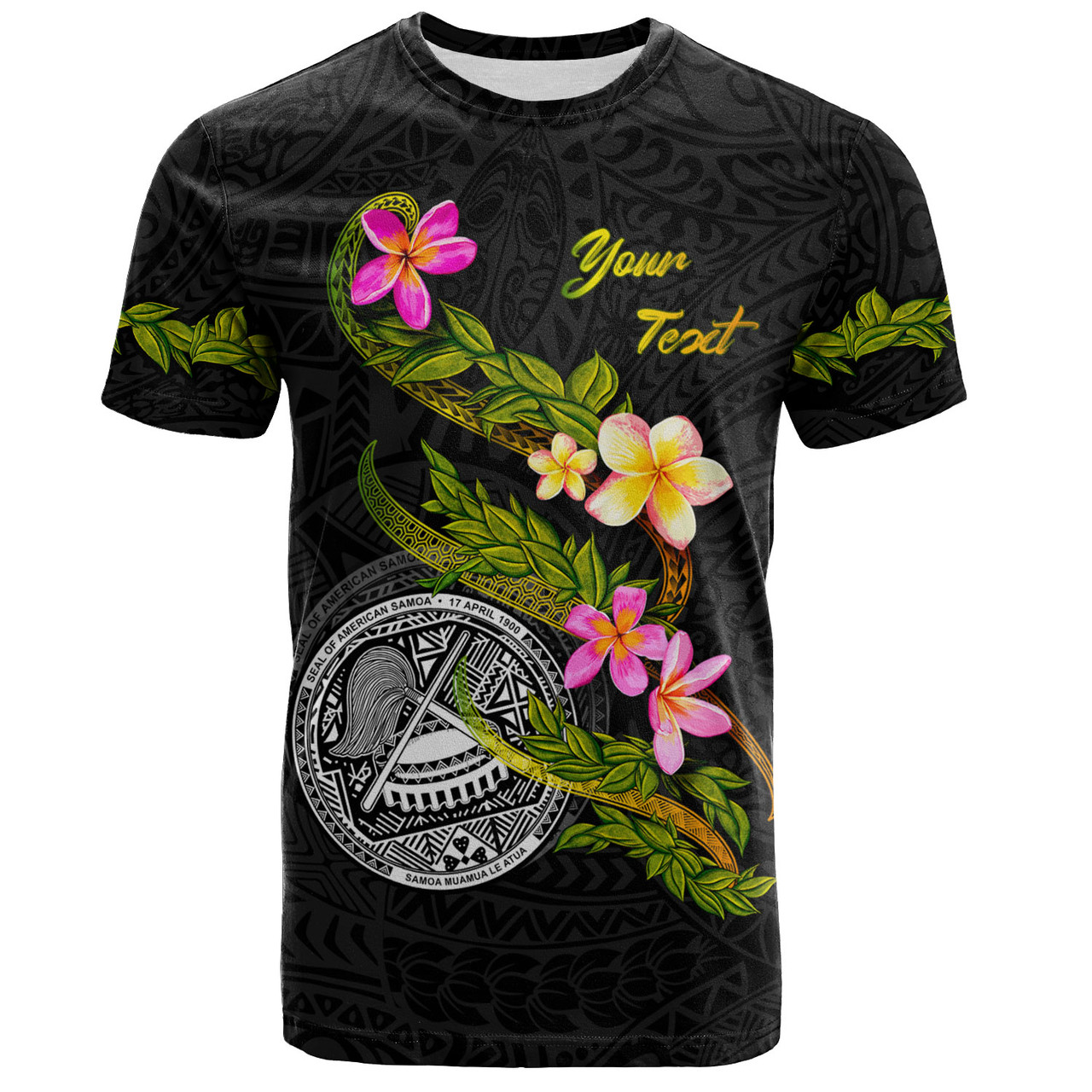 American Samoa T-Shirt Custom Plumeria Tribal