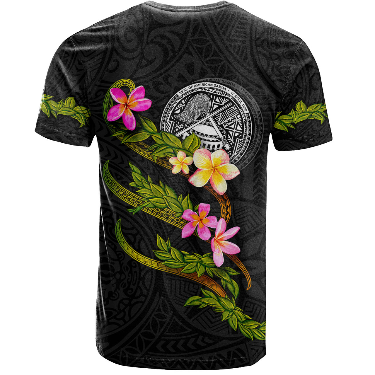 American Samoa T-Shirt Custom Plumeria Tribal