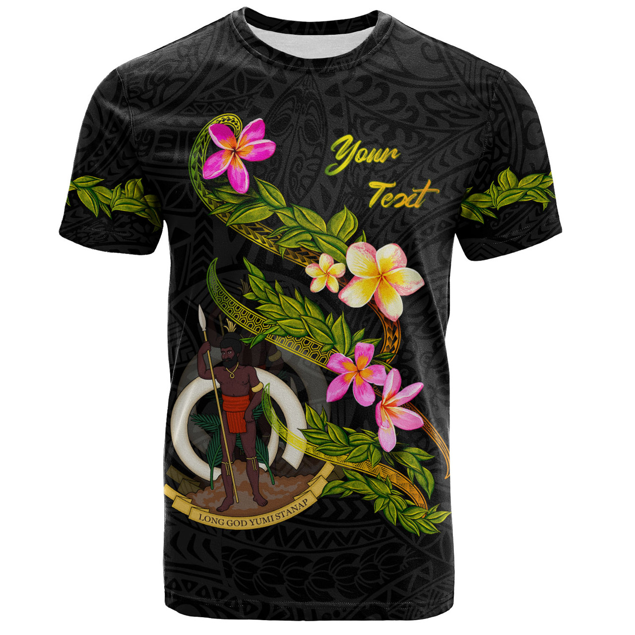Vanuatu T-Shirt Custom Plumeria Tribal