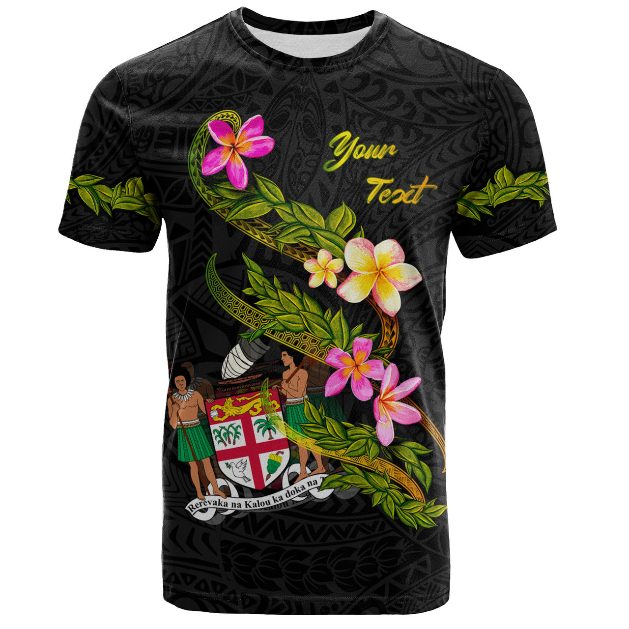 Fiji T-Shirt Custom Plumeria Tribal