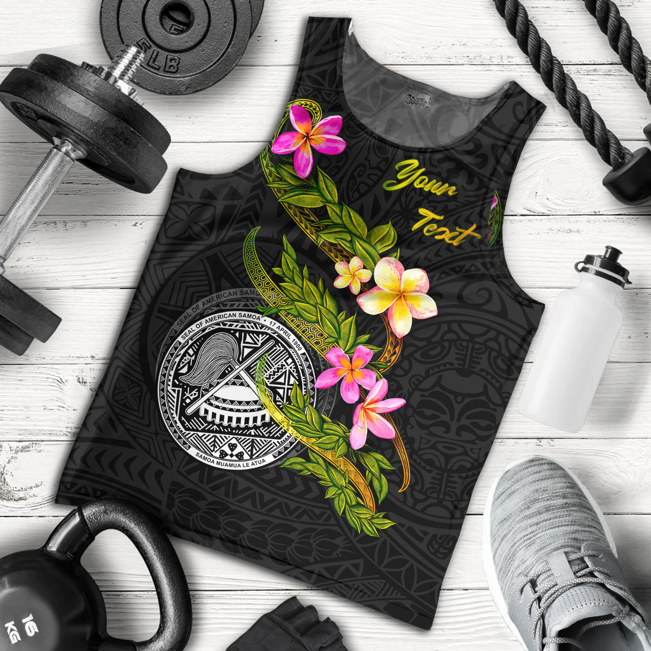 American Samoa Tank Top Custom Plumeria Tribal