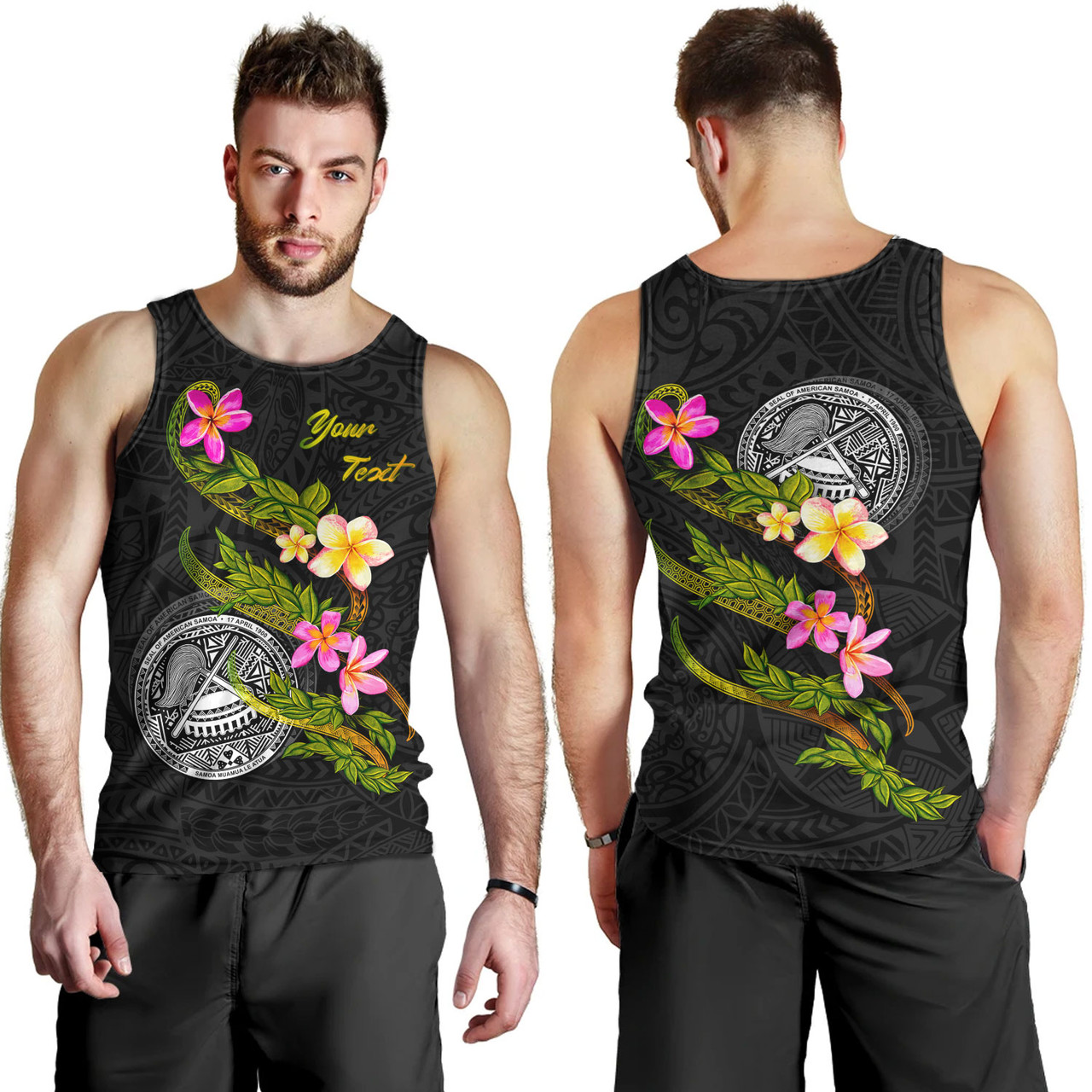 American Samoa Tank Top Custom Plumeria Tribal