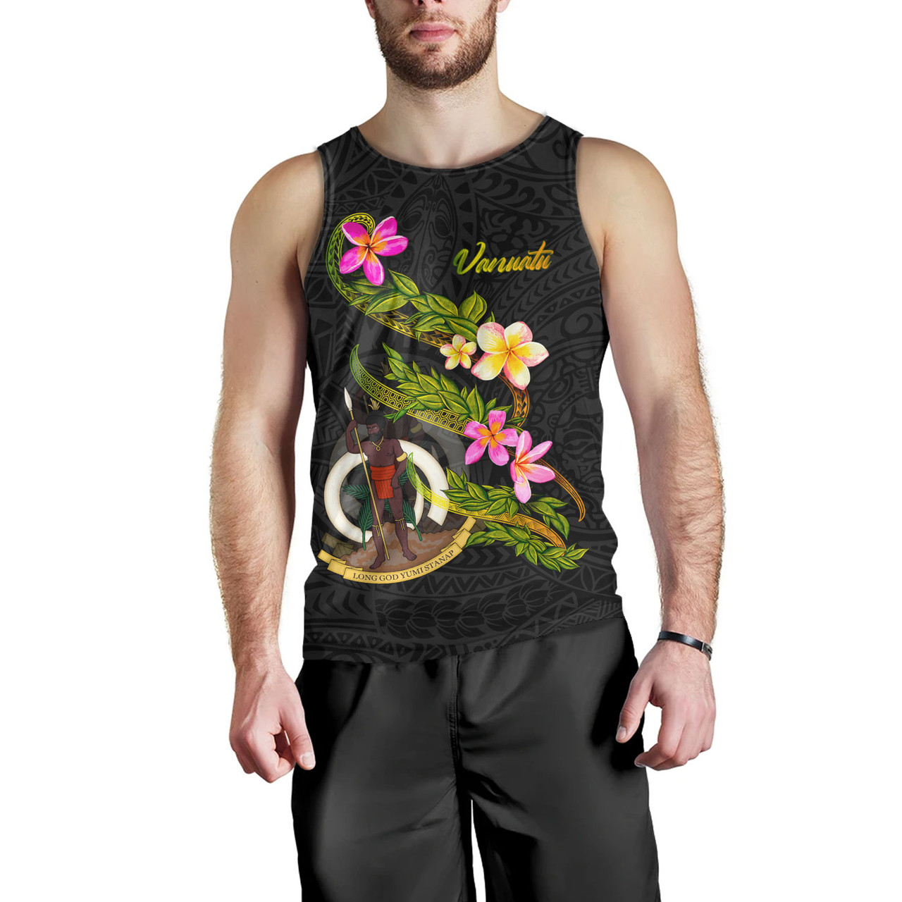 Vanuatu Tank Top Custom Plumeria Tribal