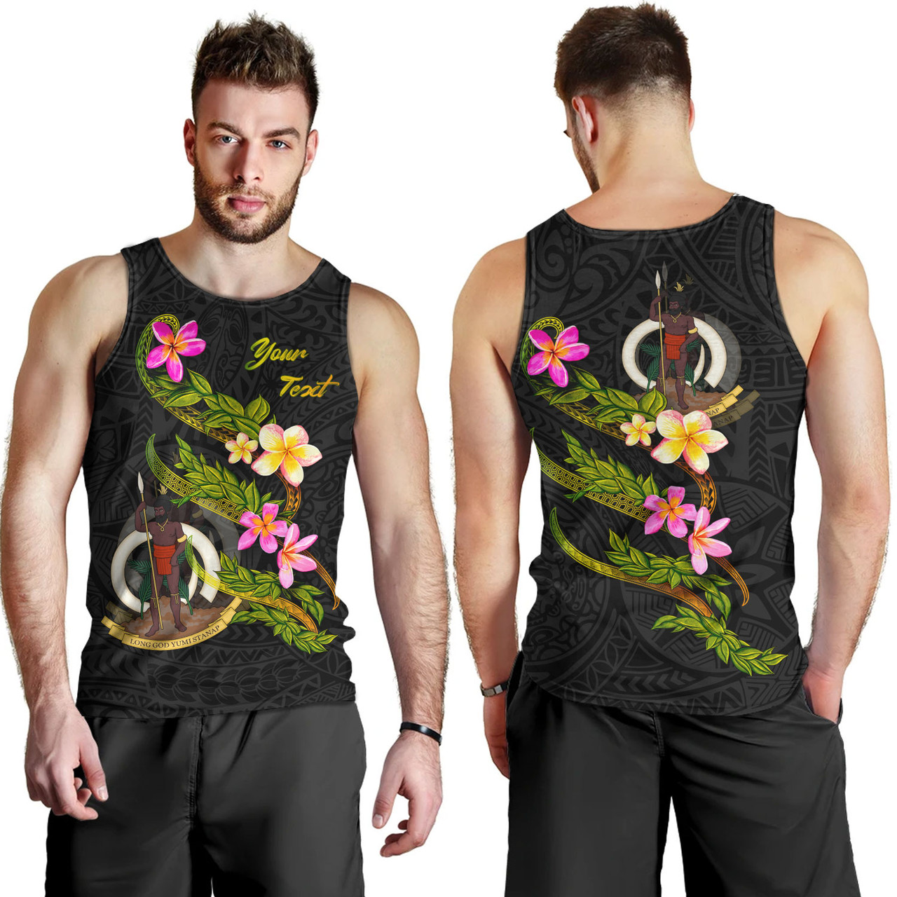 Vanuatu Tank Top Custom Plumeria Tribal