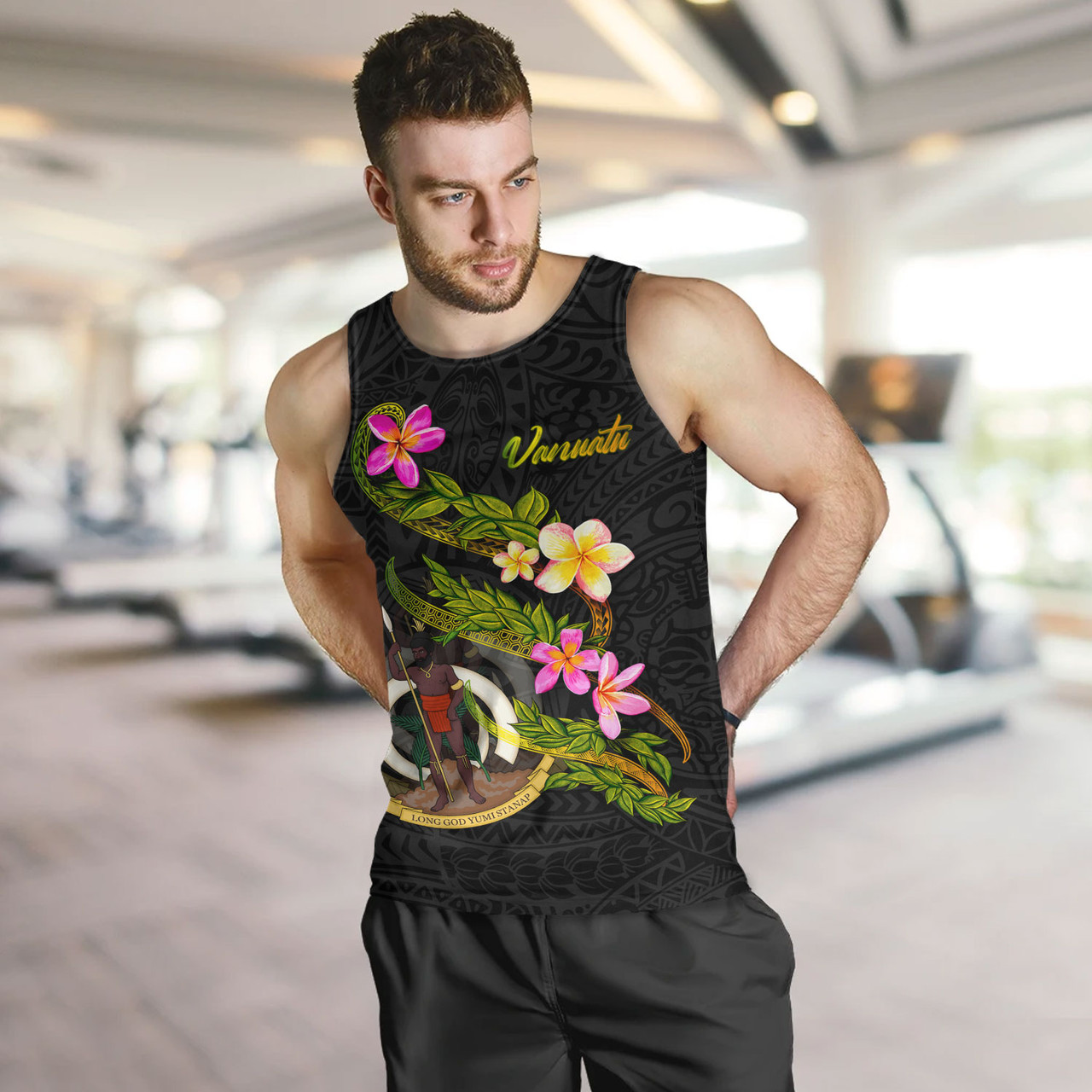 Vanuatu Tank Top Custom Plumeria Tribal