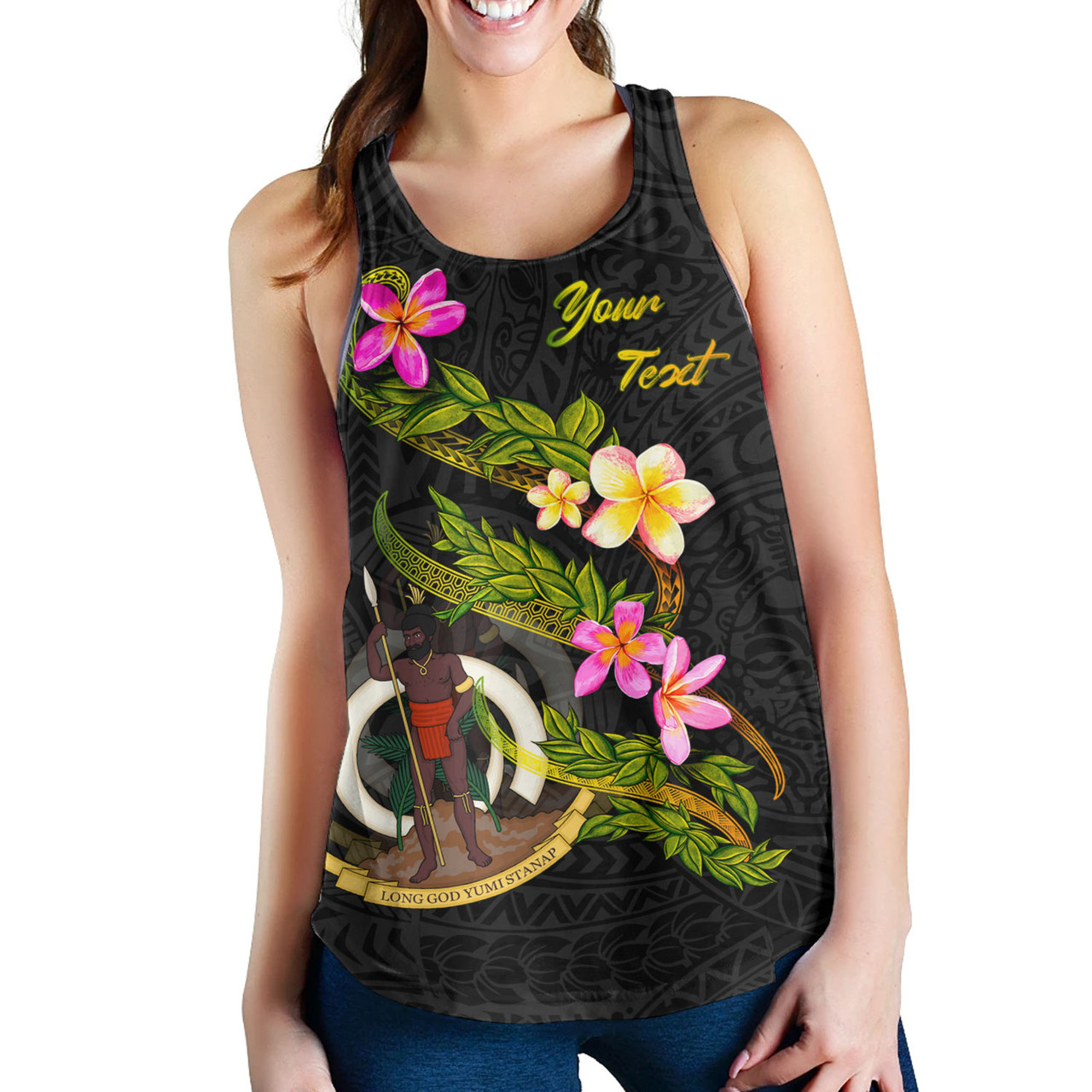 Vanuatu Women Tank Custom Plumeria Tribal