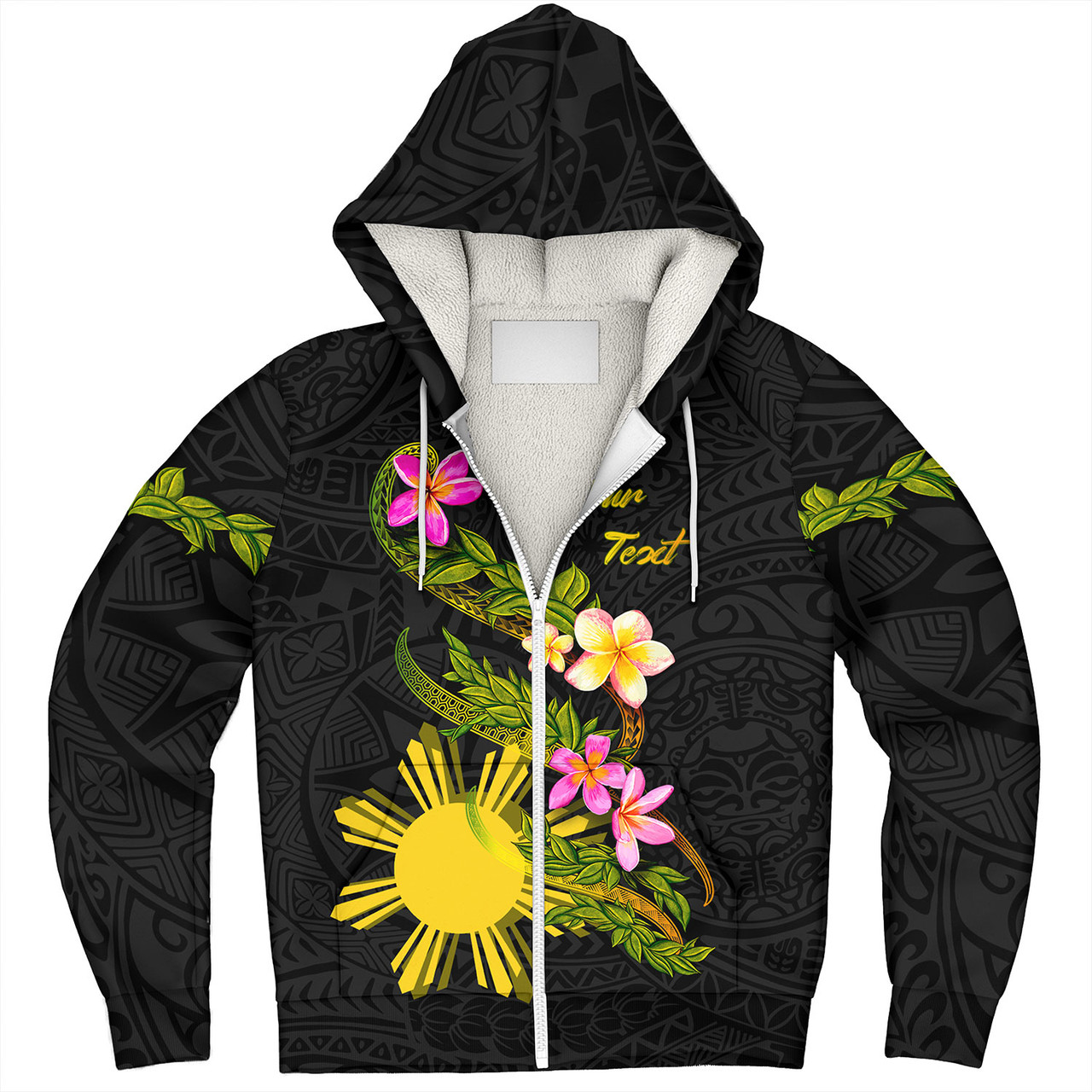 Philippines Filipinos Sherpa Hoodie Custom Plumeria Tribal