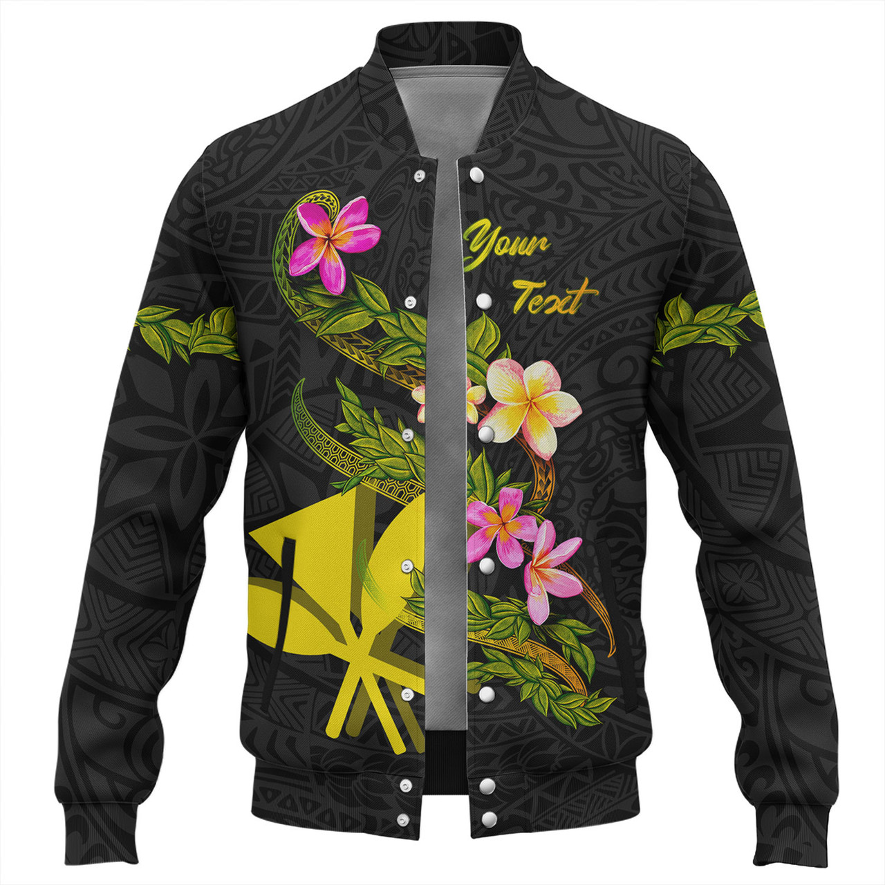 Hawaii Baseball Jacket Custom Plumeria Tribal