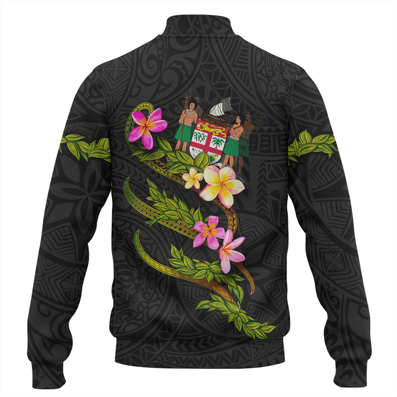 Fiji Baseball Jacket Custom Plumeria Tribal