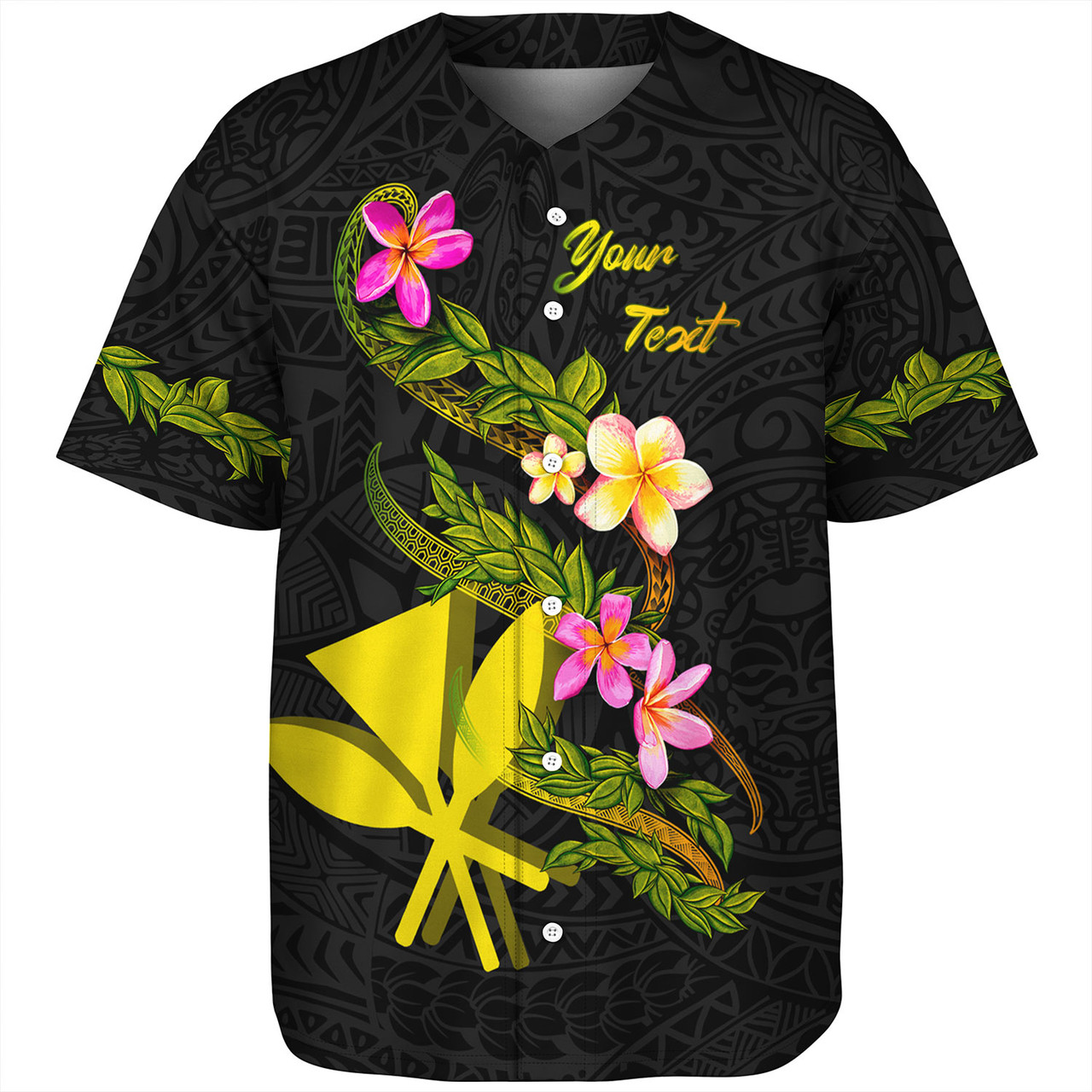 Hawaii Baseball Shirt Custom Plumeria Tribal