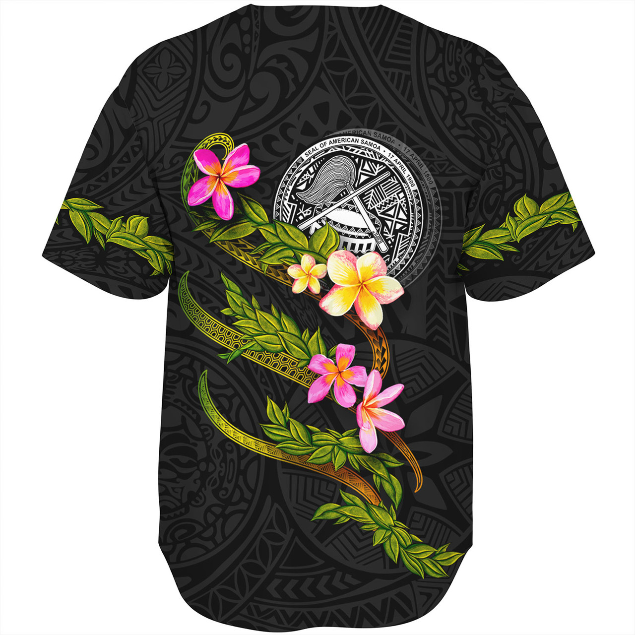 American Samoa Baseball Shirt Custom Plumeria Tribal