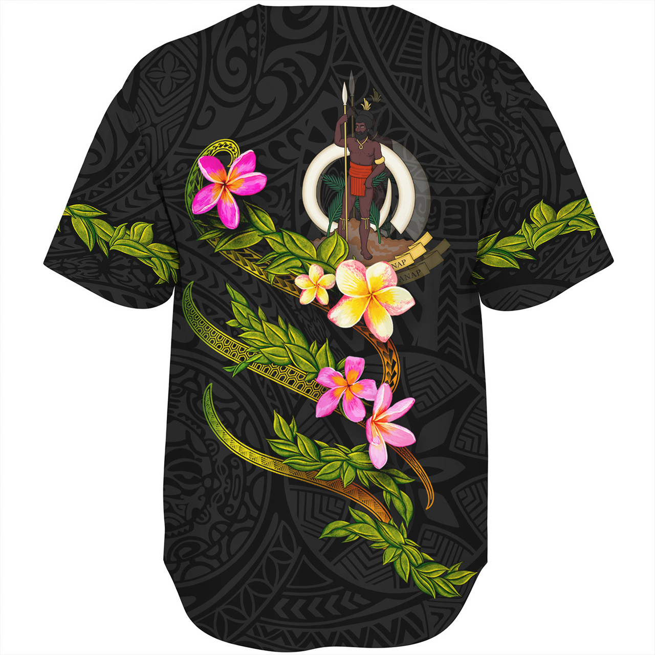 Vanuatu Baseball Shirt Custom Plumeria Tribal