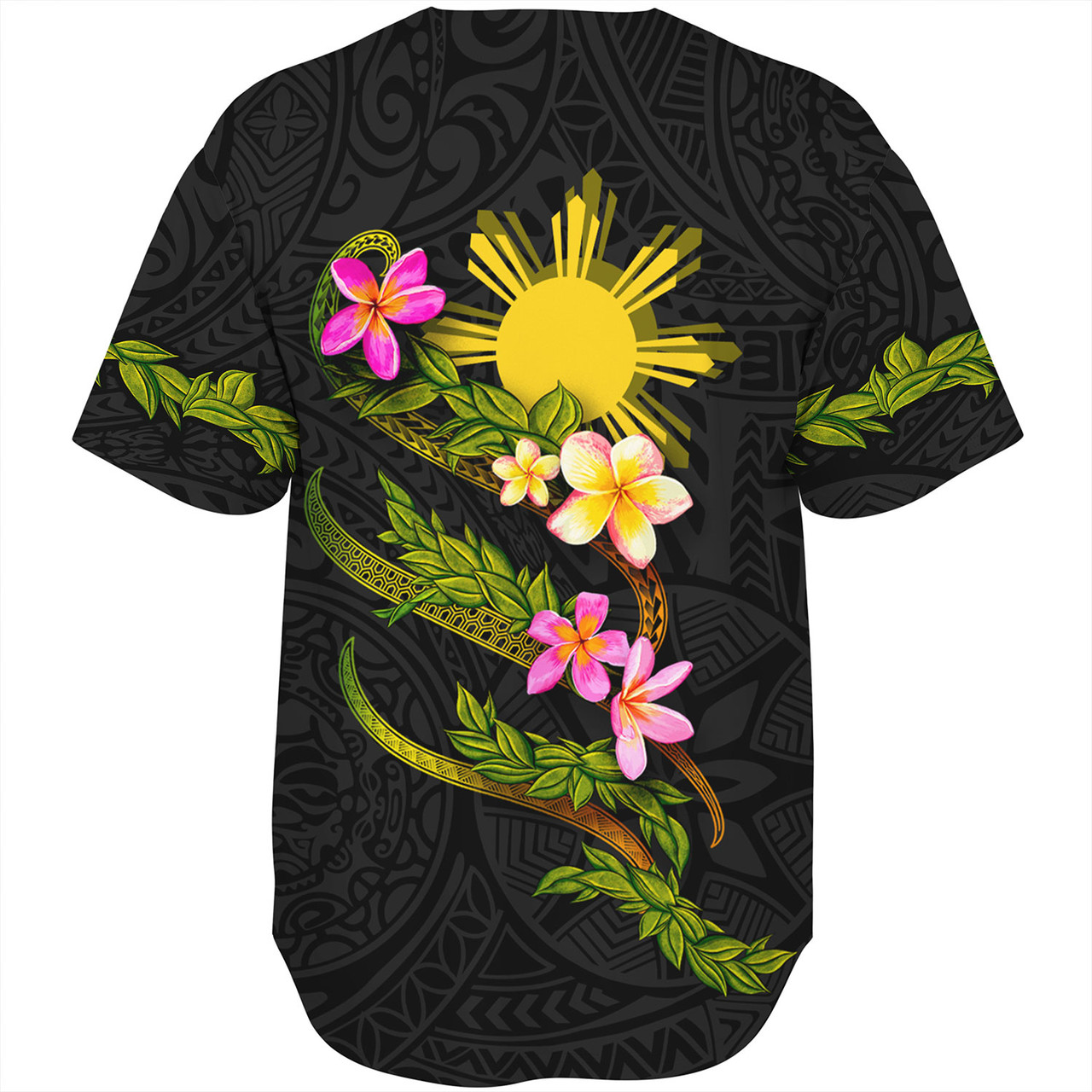 Philippines Filipinos Baseball Shirt Custom Plumeria Tribal