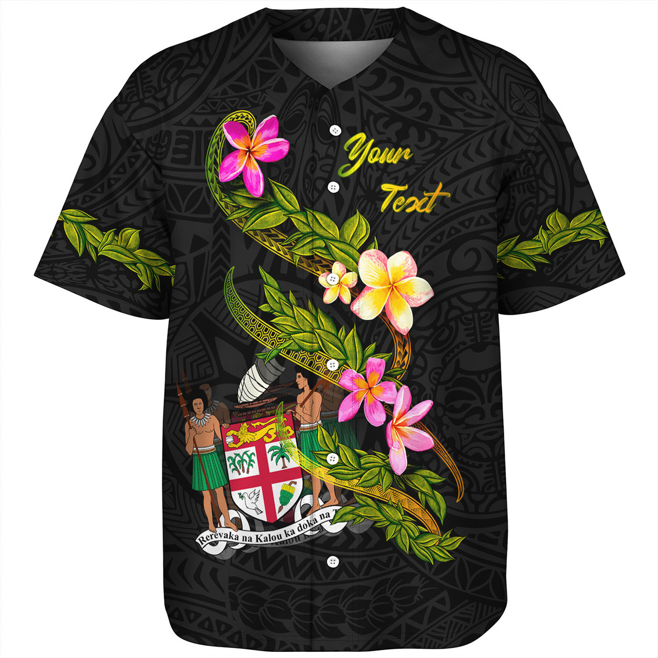 Fiji Baseball Shirt Custom Plumeria Tribal