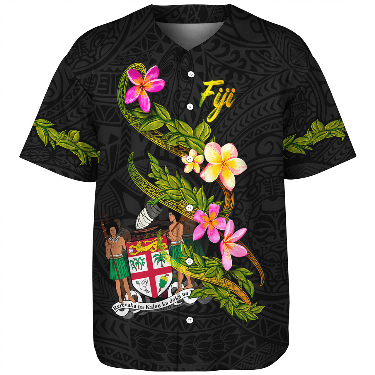 Fiji Baseball Shirt Custom Plumeria Tribal