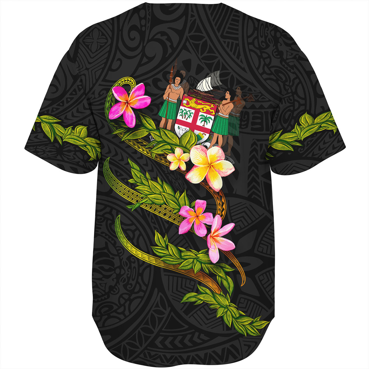 Fiji Baseball Shirt Custom Plumeria Tribal