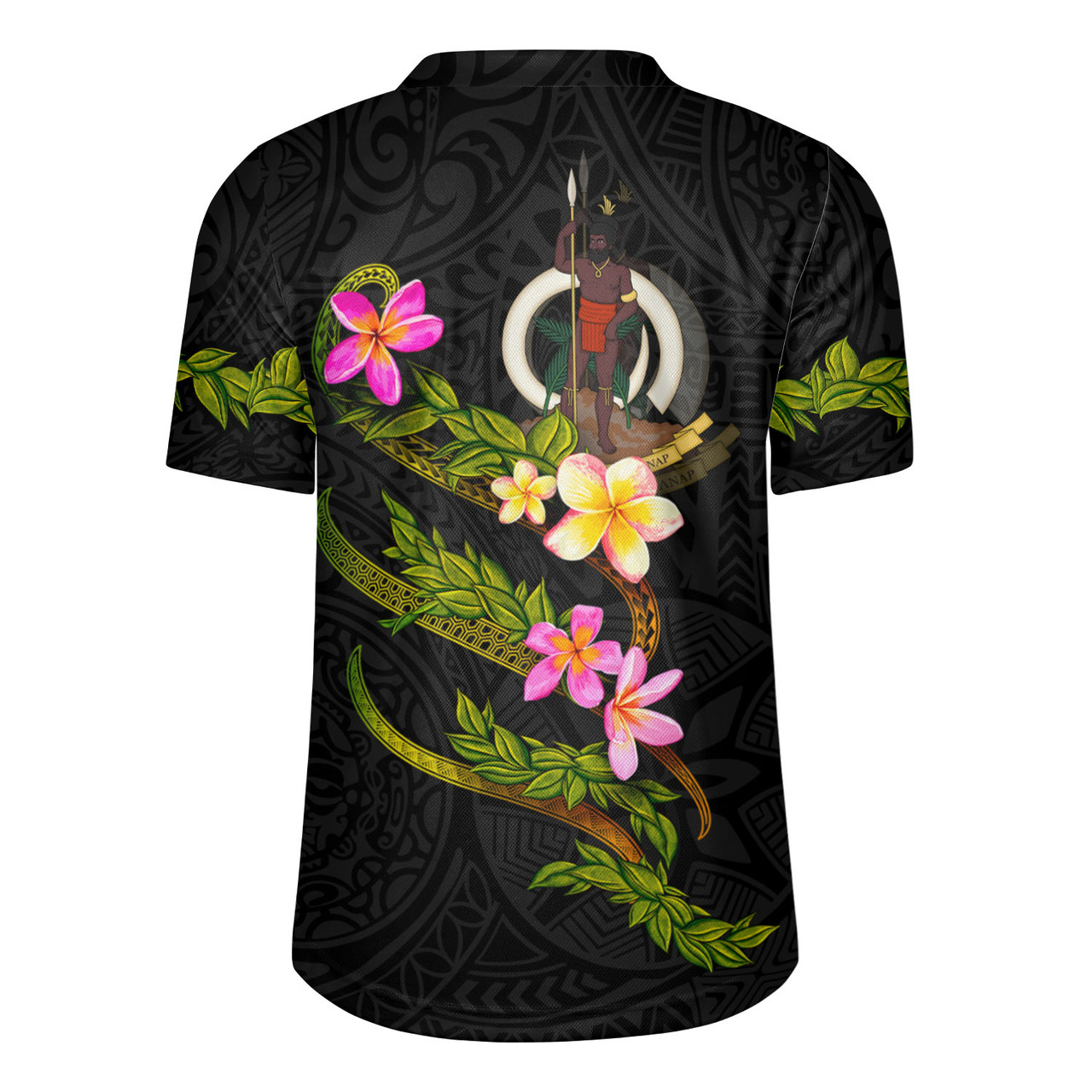 Vanuatu Rugby Jersey Custom Plumeria Tribal