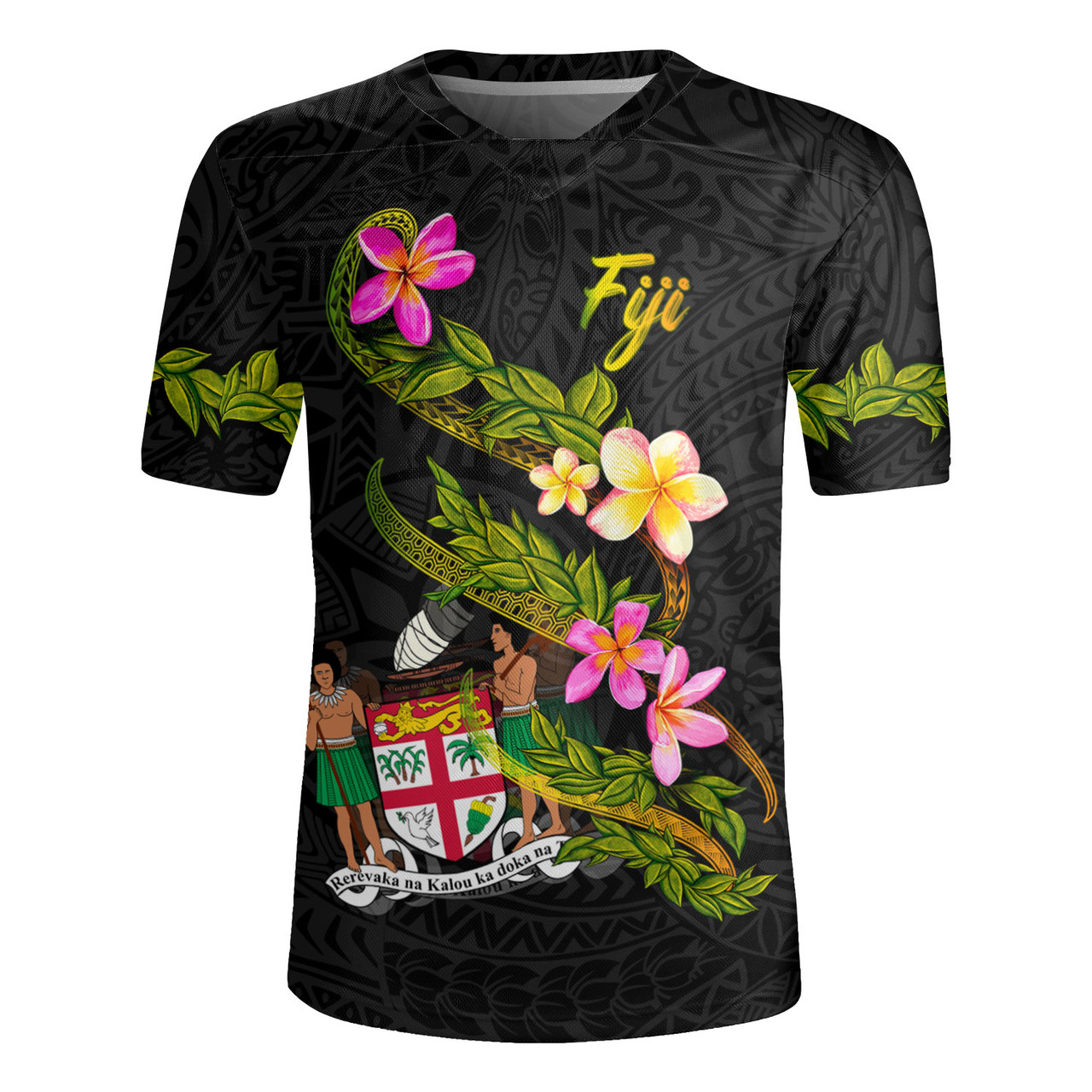 Fiji Rugby Jersey Custom Plumeria Tribal