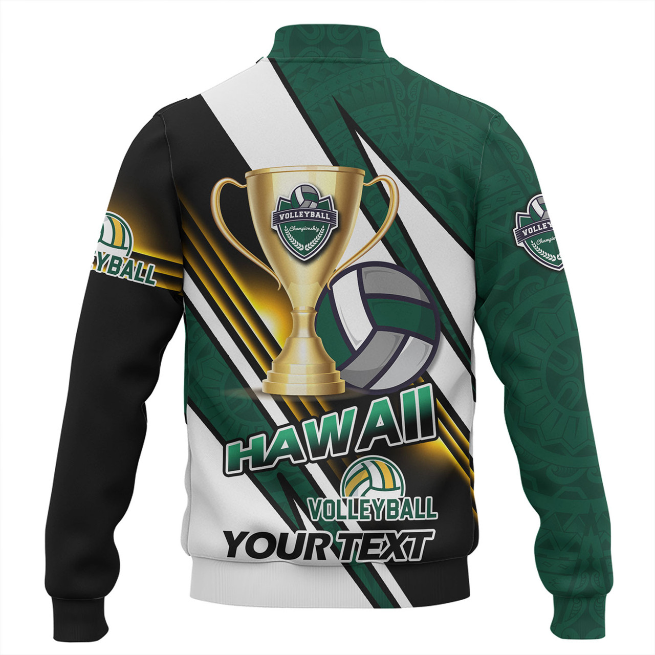 Hawaii Baseball Jacket Custom Volleyball Cup Championship Hawaii Polynesian Patterns