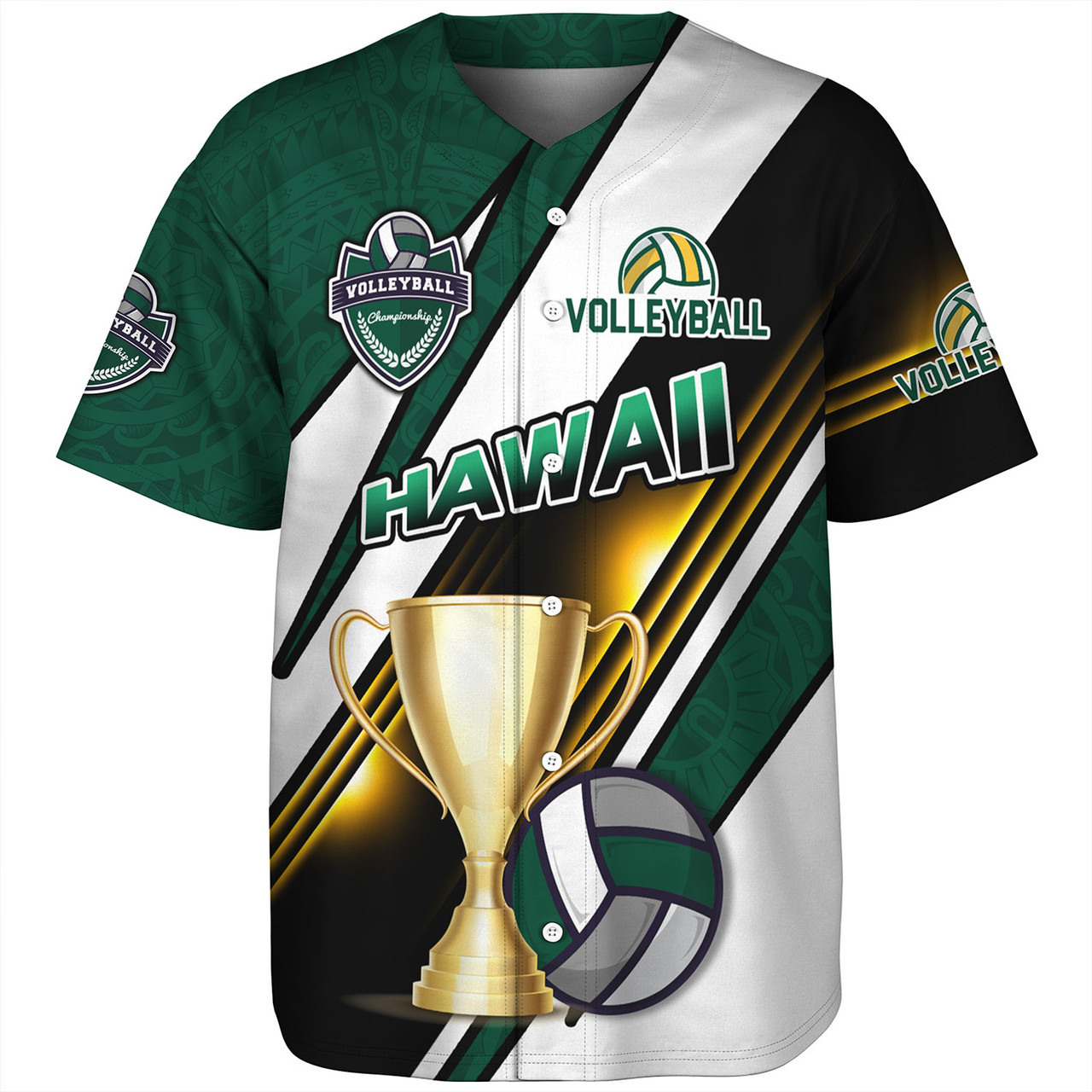 Hawaii Baseball Shirt Custom Volleyball Cup Championship Hawaii Polynesian Patterns