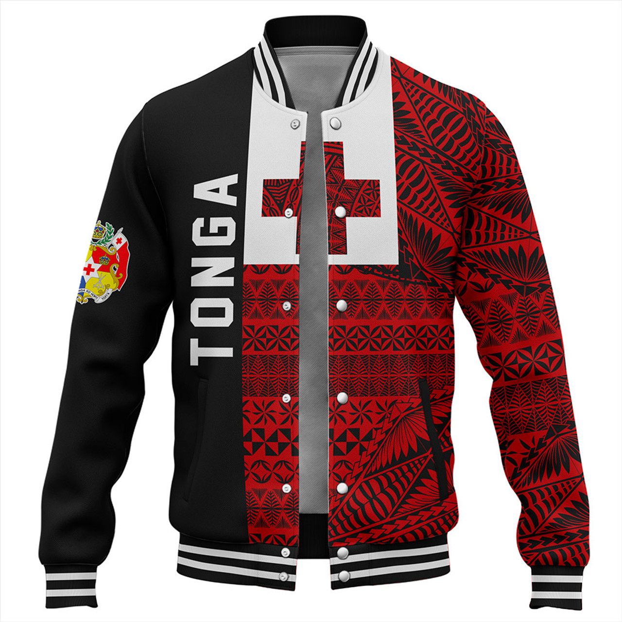 Tonga Baseball Jacket Flag Ngatu Pattern Style