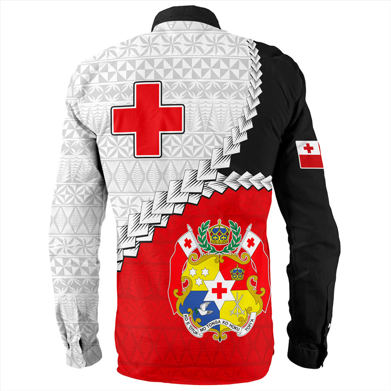 Tonga Long Sleeve Shirt Design Flag With Ngatu Pattern