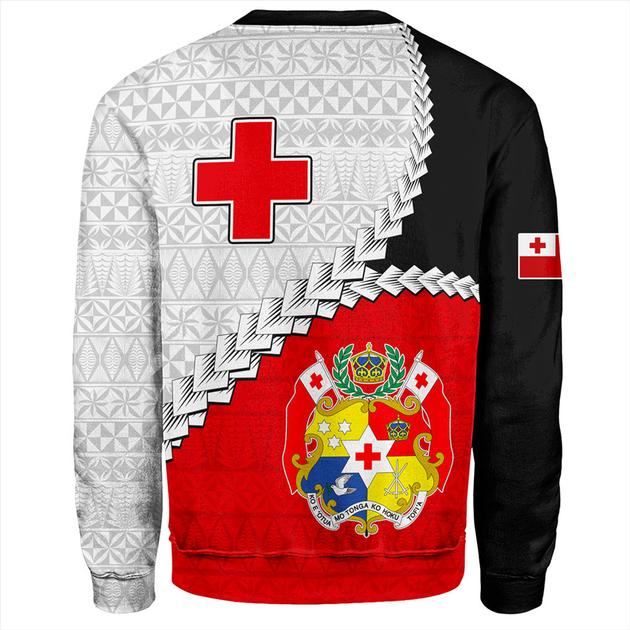 Tonga Sweatshirt Design Flag With Ngatu Pattern