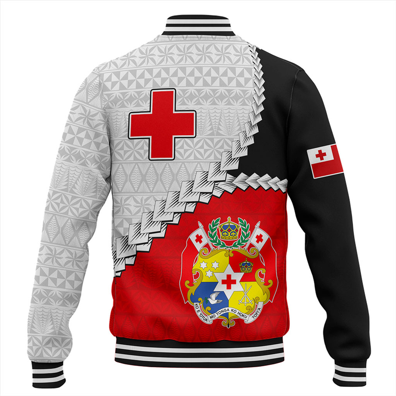 Tonga Baseball Jacket Design Flag With Ngatu Pattern