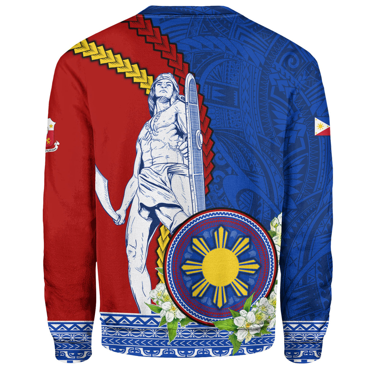 Philippines Filipinos Sweatshirt Lapu Lapu King Jasmine Flowers Curve Design