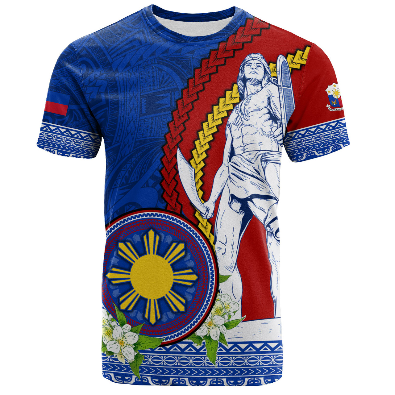 Philippines Filipinos T-Shirt Lapu Lapu King Jasmine Flowers Curve Design