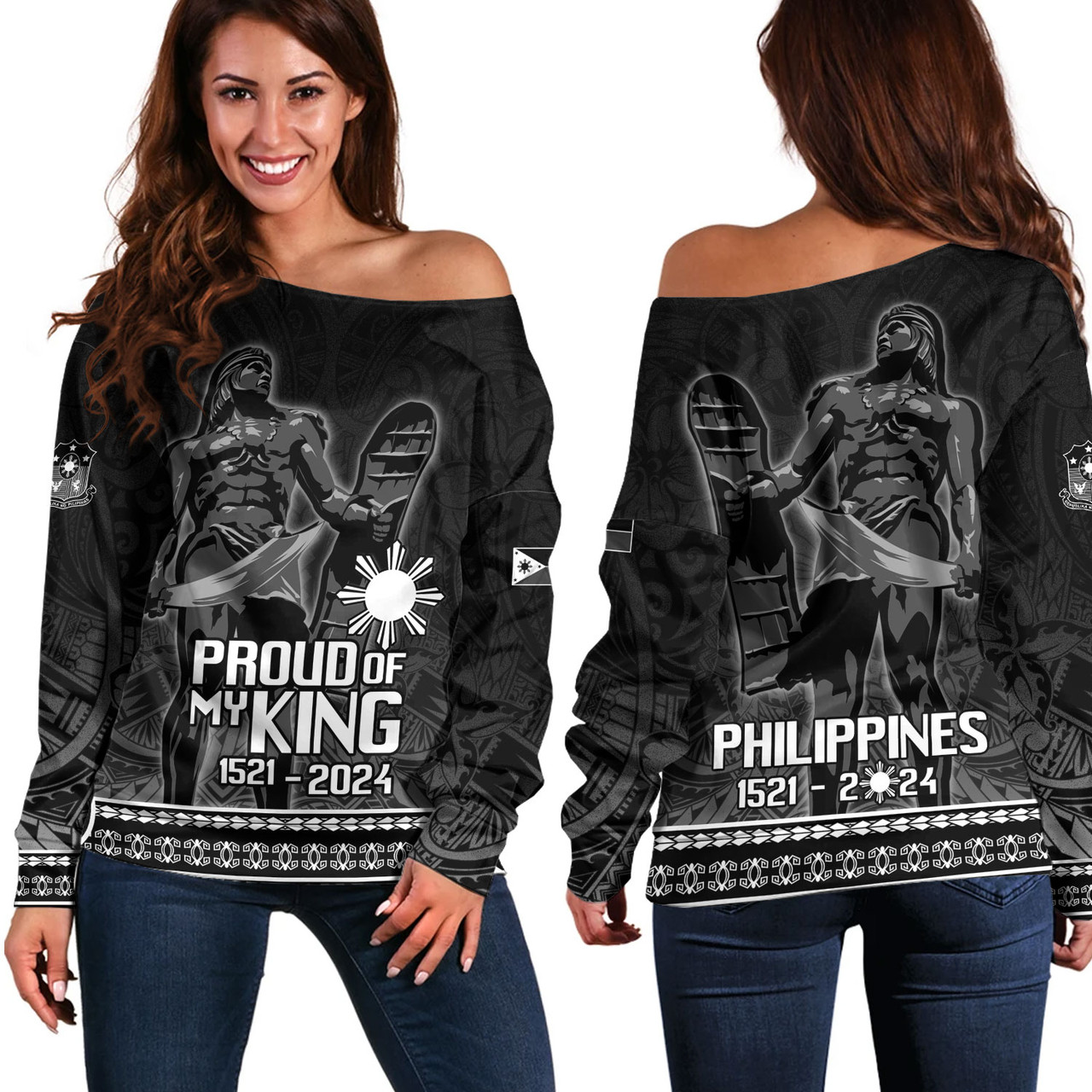 Philippines Filipinos Off Shoulder Sweatshirt Lapu Lapu Proud Of My King