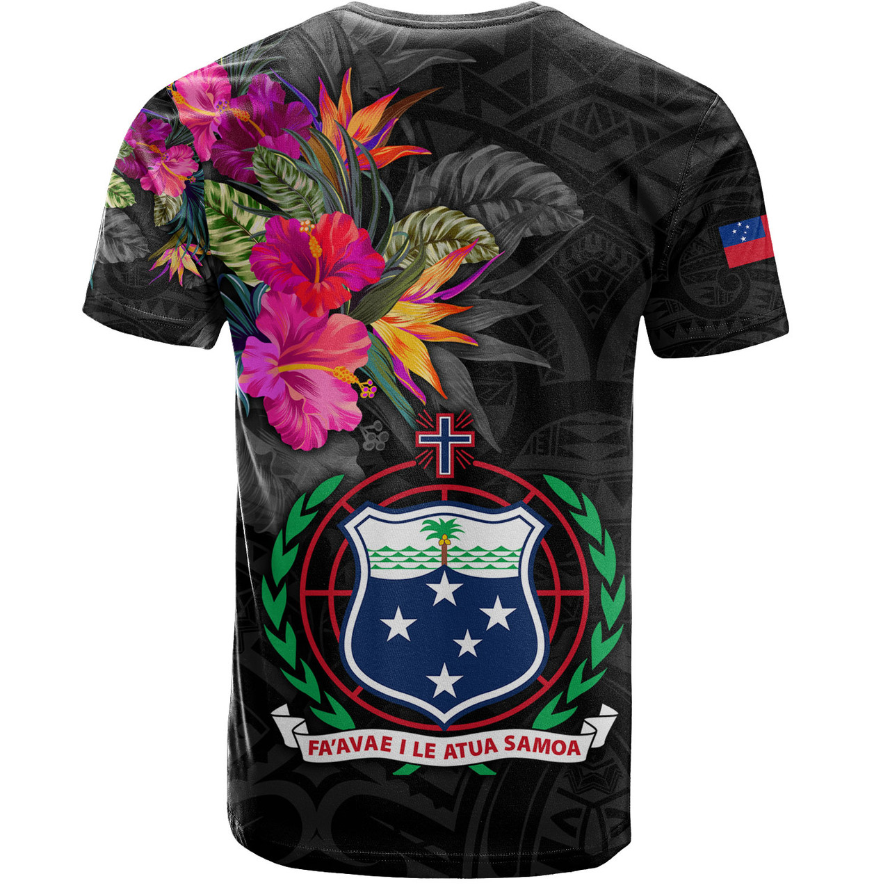 Samoa T-Shirt Custom Samoa Coat Of Arms With Tropical Flowers Special