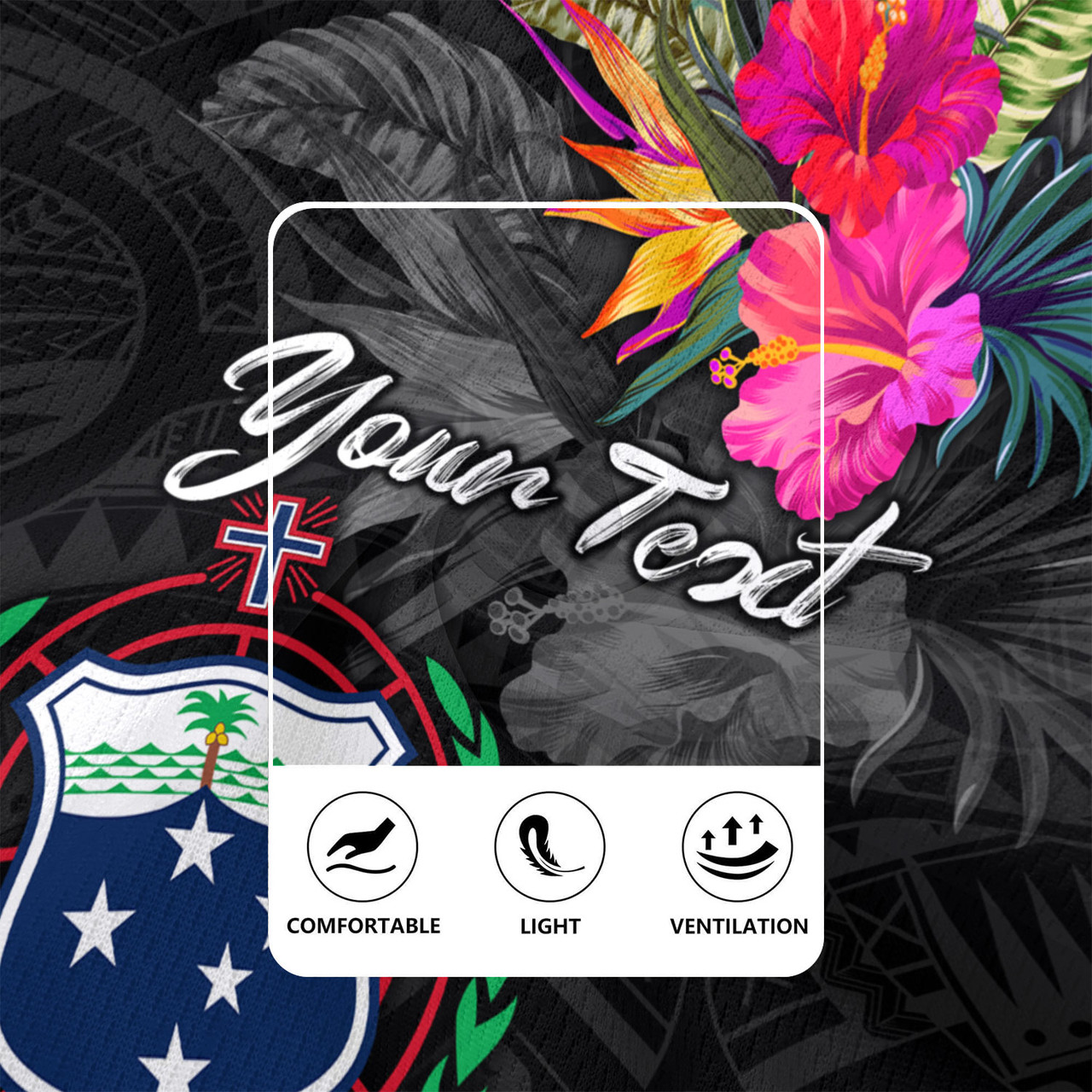 Samoa Rugby Jersey Custom Samoa Coat Of Arms With Tropical Flowers Special