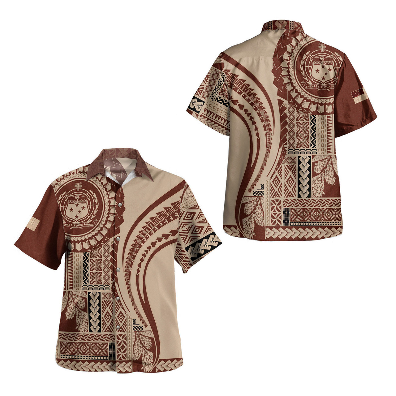 Samoa Combo Off Shoulder Long Dress And Shirt Seal Samoan Siapo Brown Design
