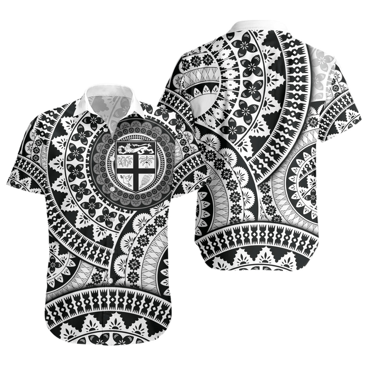 Fiji Short Sleeve Shirt Bula Fijian Circle Pattern Design