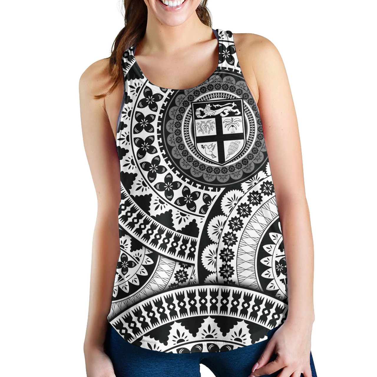 Fiji Women Tank Bula Fijian Circle Pattern Design