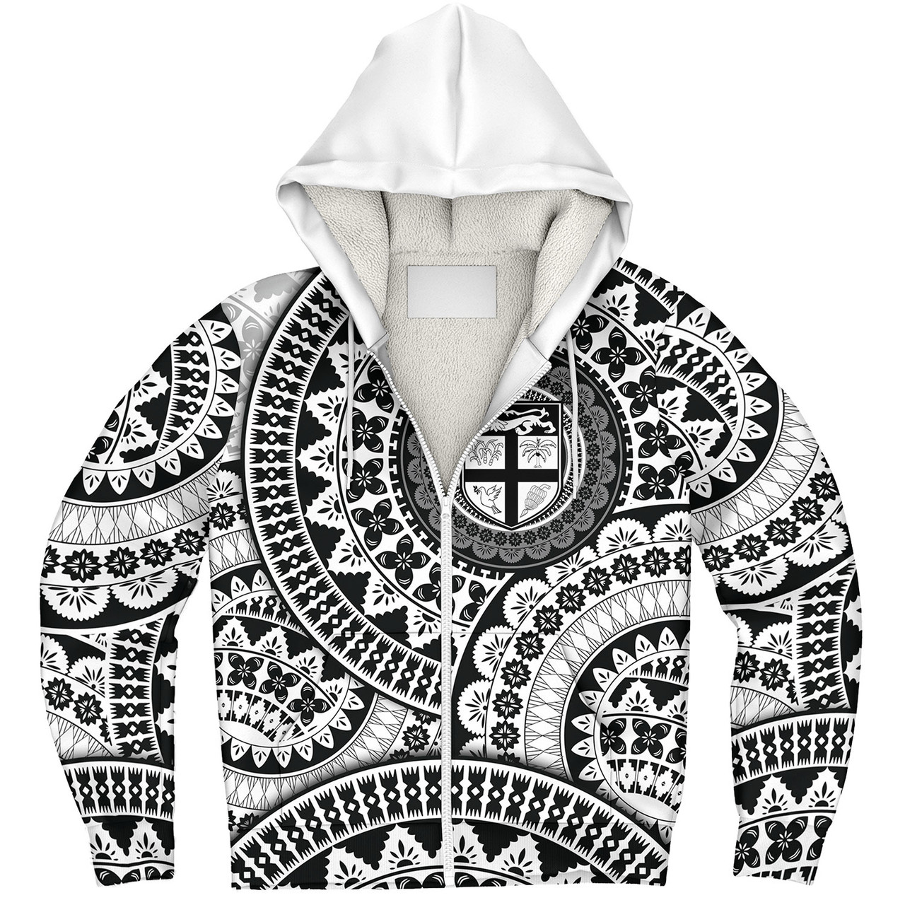 Fiji Sherpa Hoodie Bula Fijian Circle Pattern Design