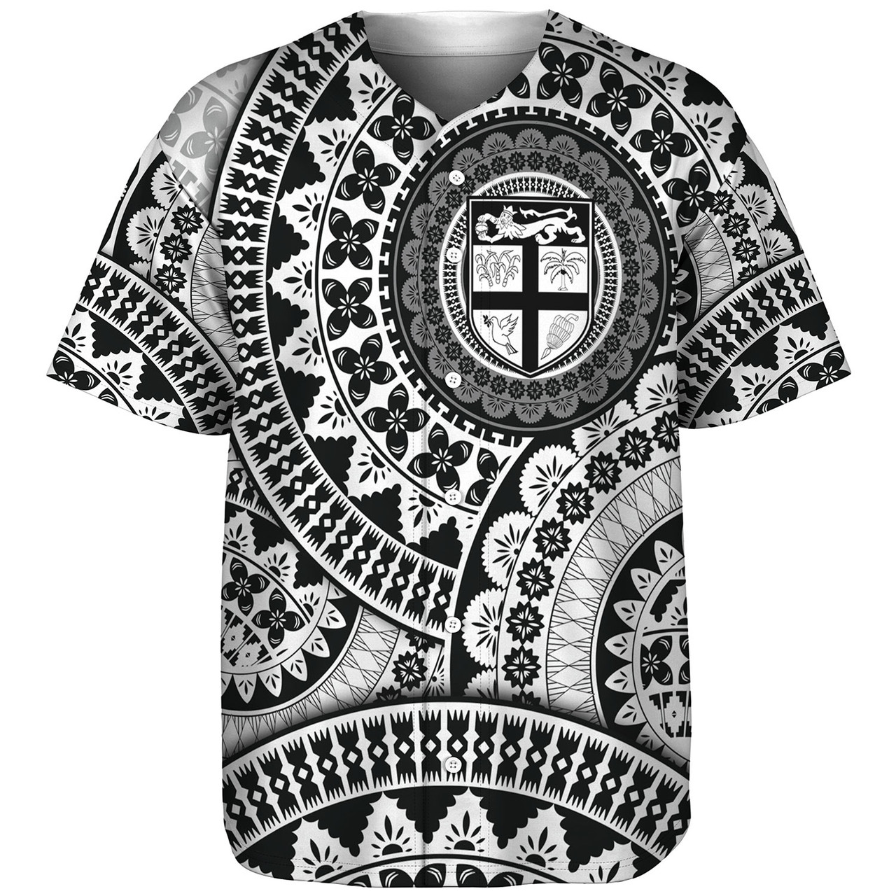 Fiji Baseball Shirt Bula Fijian Circle Pattern Design