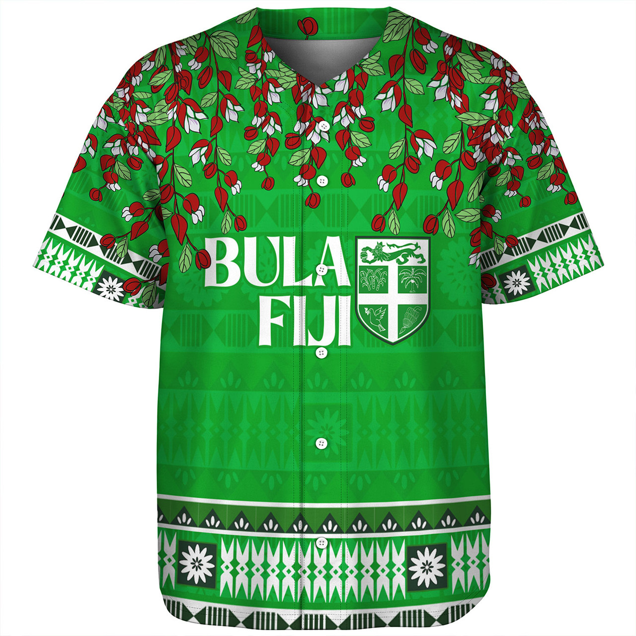 Fiji Baseball Shirt Bula Fiji Masi With Tagimaucia Flowers