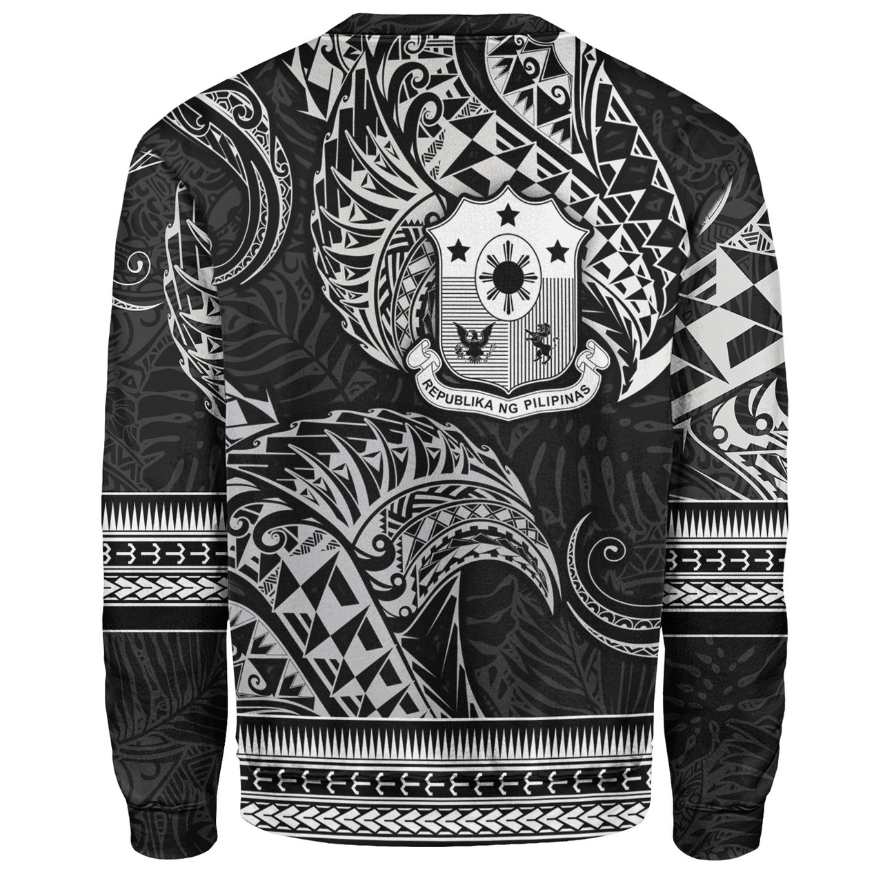 Philippines Filipinos Sweatshirt Filipino Coat Of Arms With Leaves and Tribal Patterns