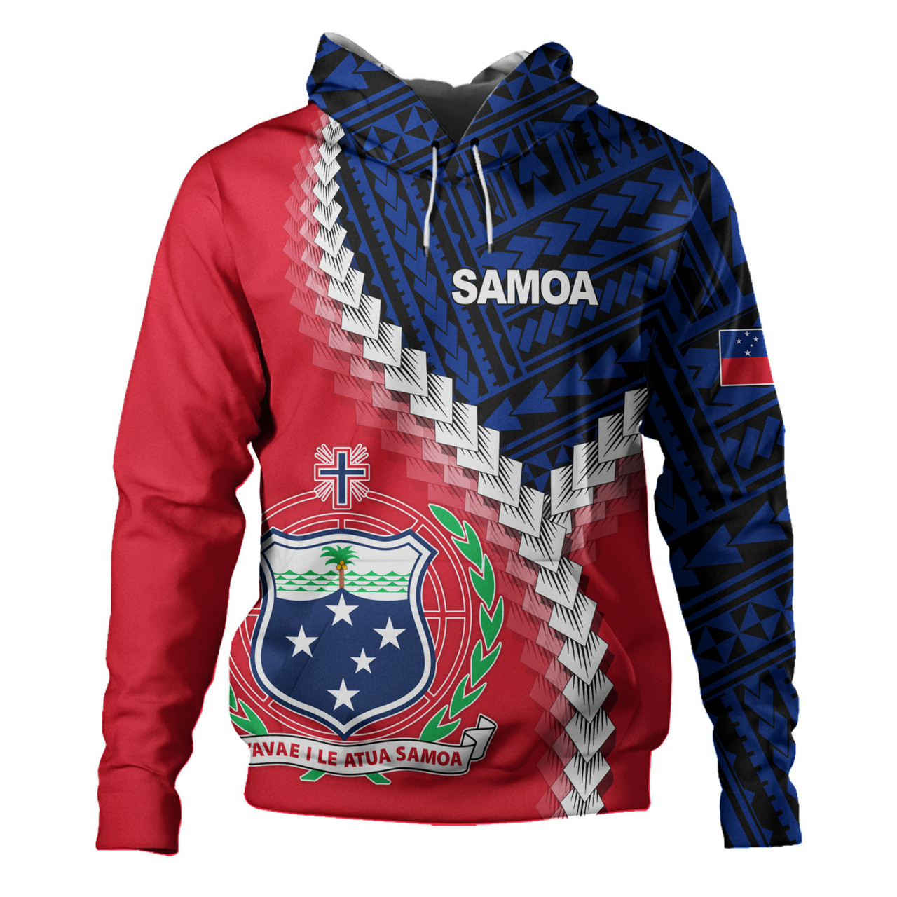 Samoa Hoodie Samoa Coat Of Arms With Polynesian Tattoo Flag Style