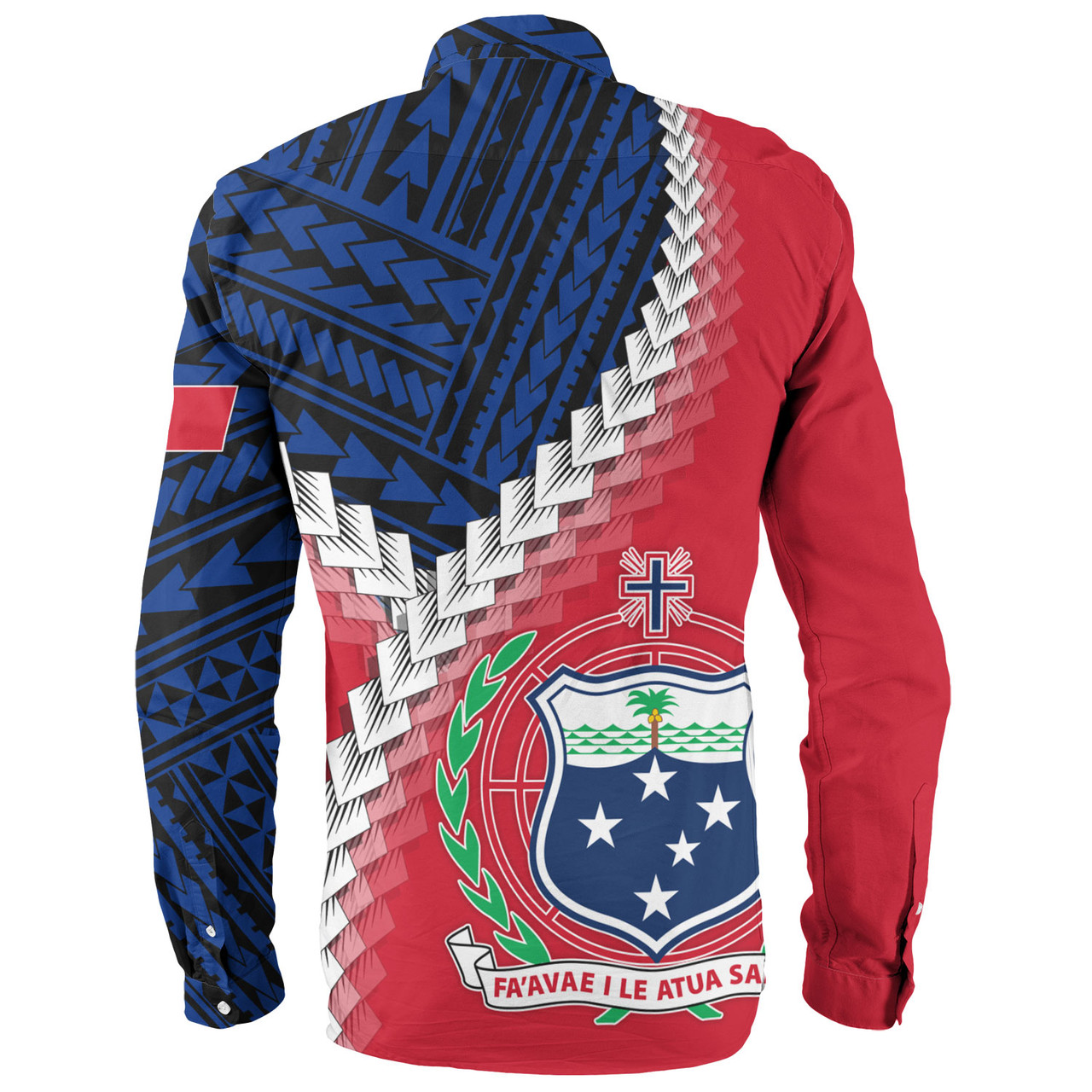 Samoa Long Sleeve Shirt Samoa Coat Of Arms With Polynesian Tattoo Flag Style