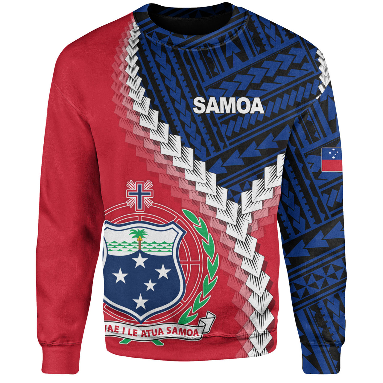 Samoa Sweatshirt Samoa Coat Of Arms With Polynesian Tattoo Flag Style