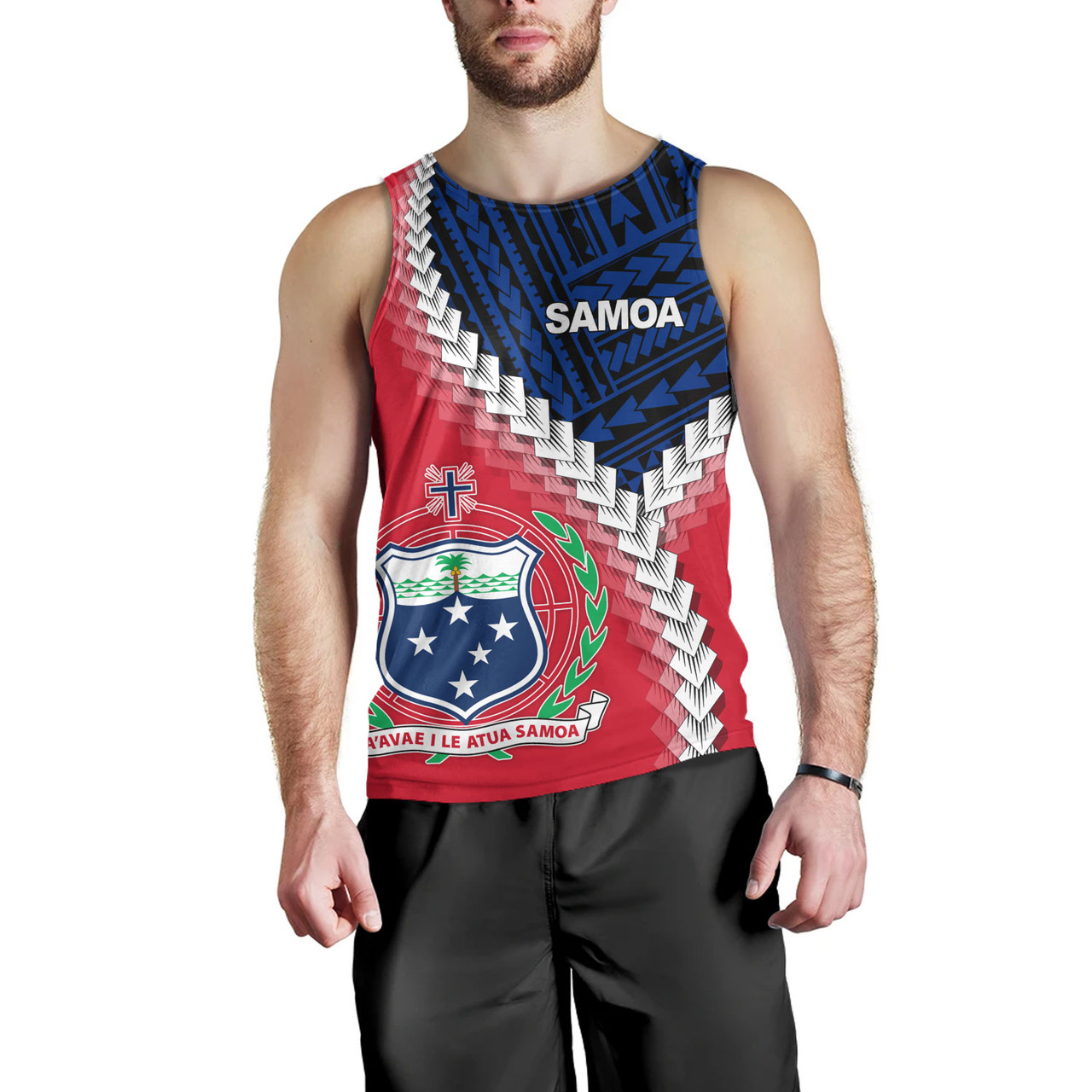 Samoa Tank Top Samoa Coat Of Arms With Polynesian Tattoo Flag Style