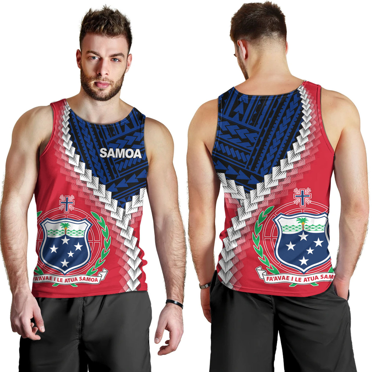 Samoa Tank Top Samoa Coat Of Arms With Polynesian Tattoo Flag Style